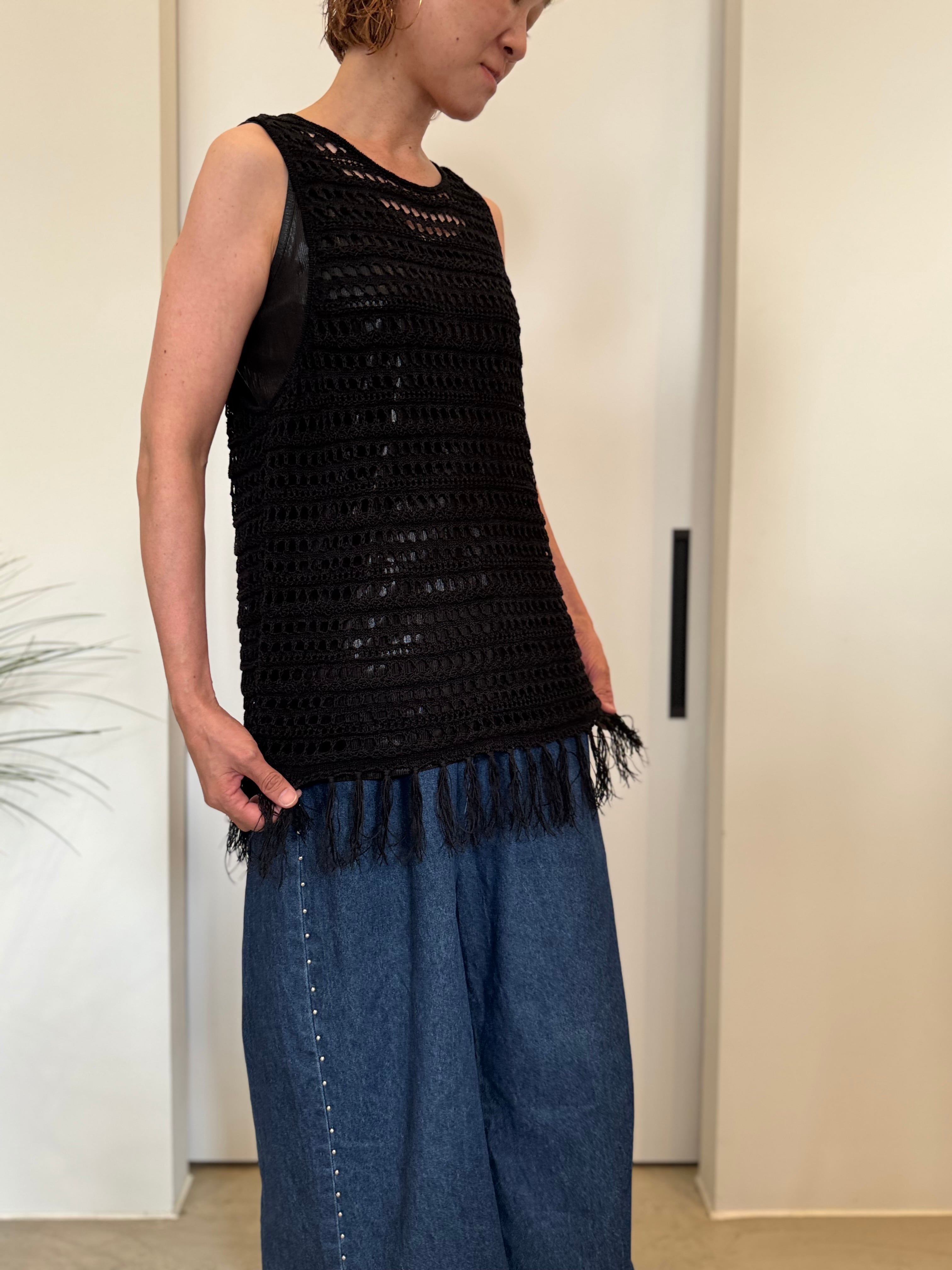 【cafune】メッシュフリンジベスト 525909