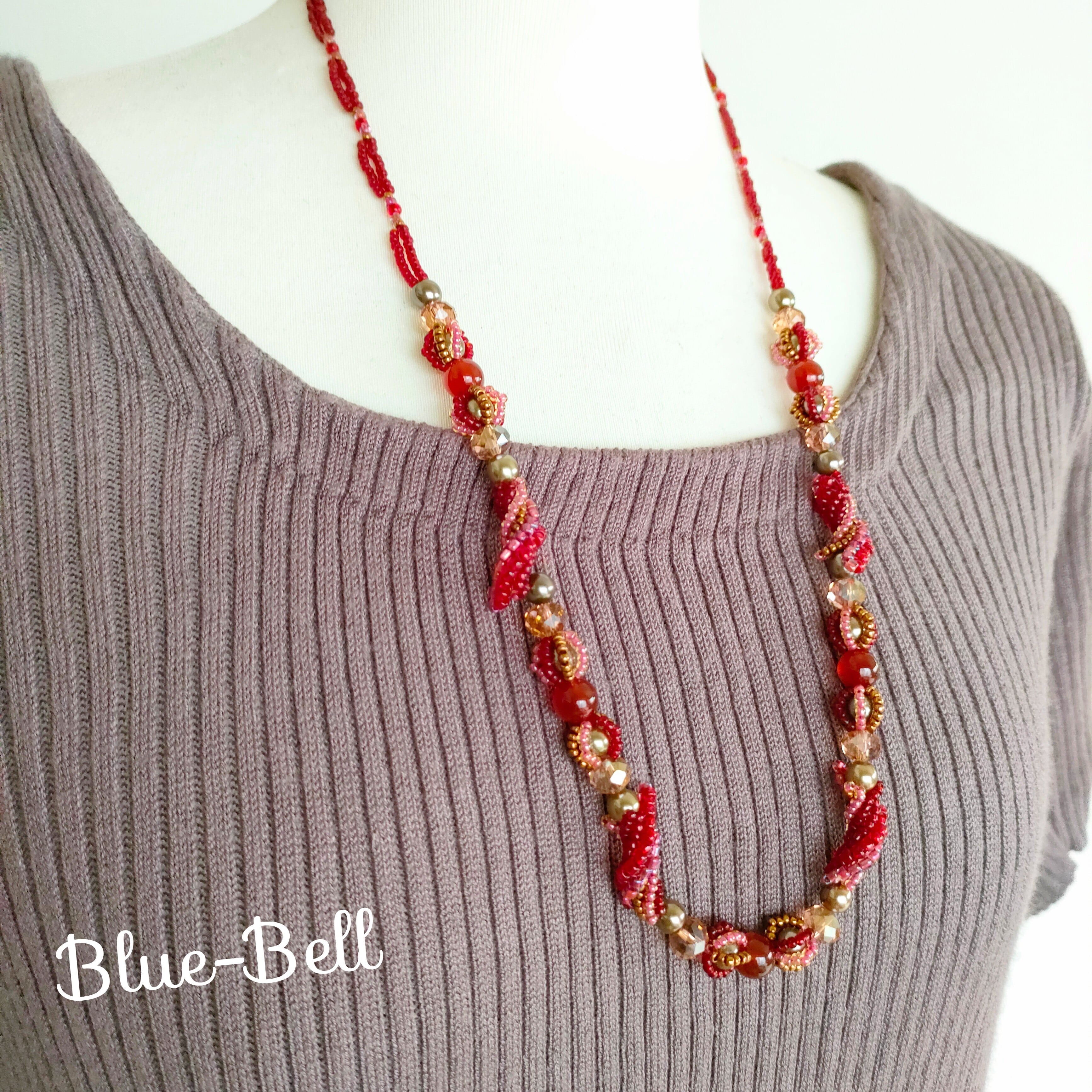 落ち着いた赤が魅力のロングネックレス 赤メノウ使用 | Shiningjewelry