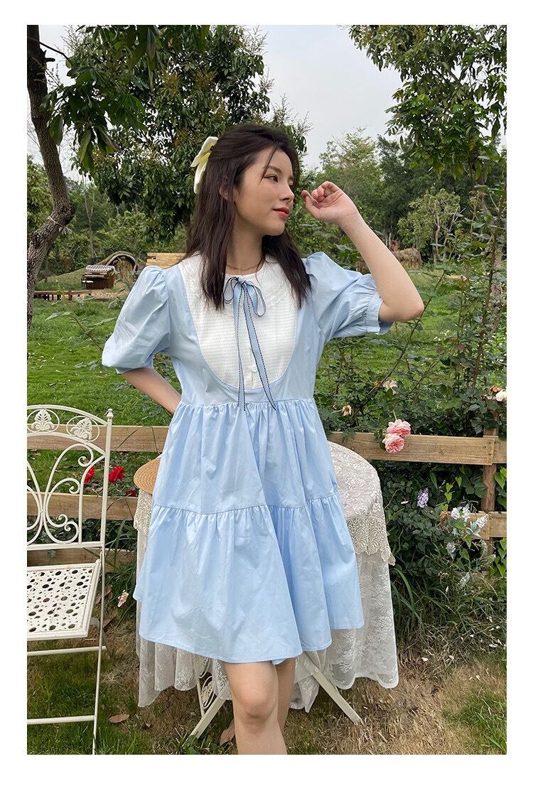 水色 ワンピース リボン ガーリー | LOVEYsmileSHOP