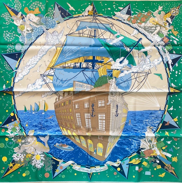 HERMES エルメス スカーフ カレ90《エルメス・フラッグシップ》Emeraude