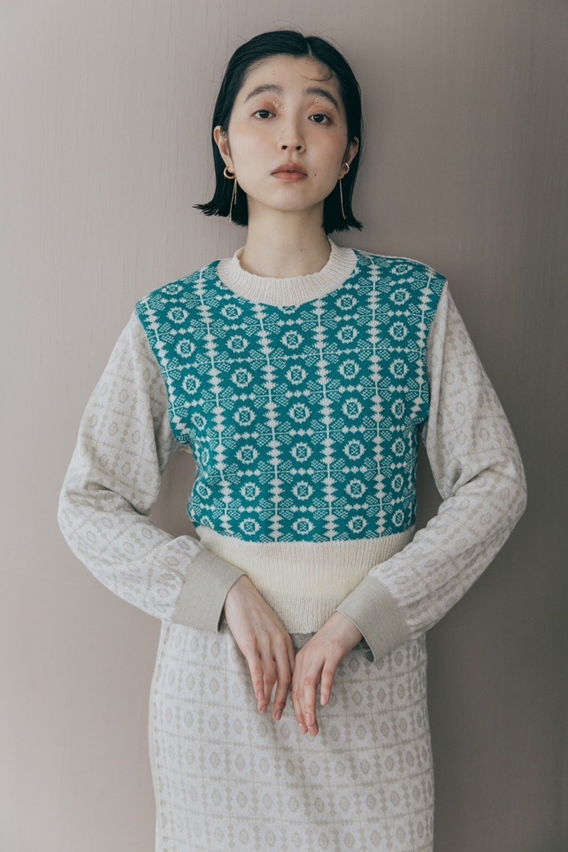 【受注 前金30%】YUKI SHIMANE Hightech meets Hand tech Jacquard Sweater - WHITE・BLACK