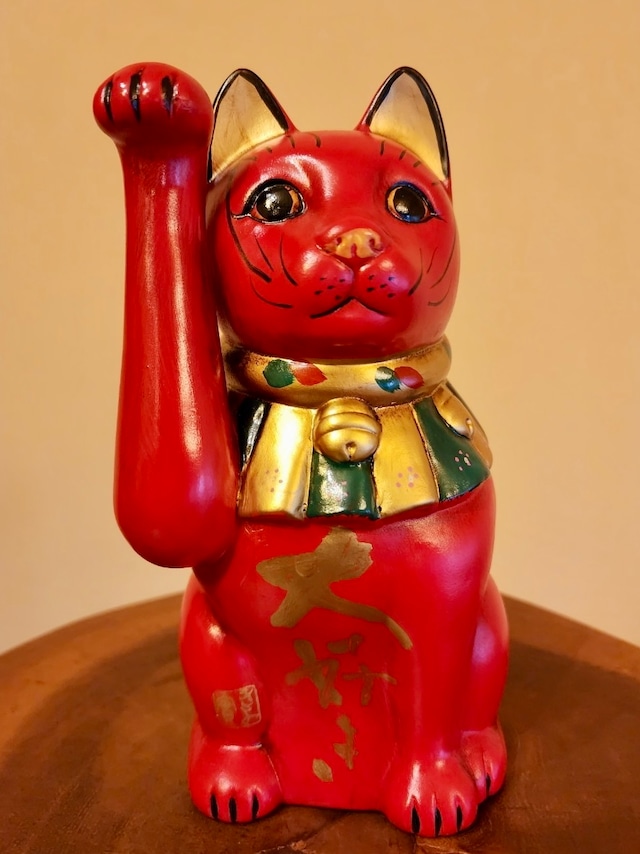 帝国ホテルプラザ東京「花道」記念　限定招き猫　大正猫　(赤・小) 「大好き・LOVE」