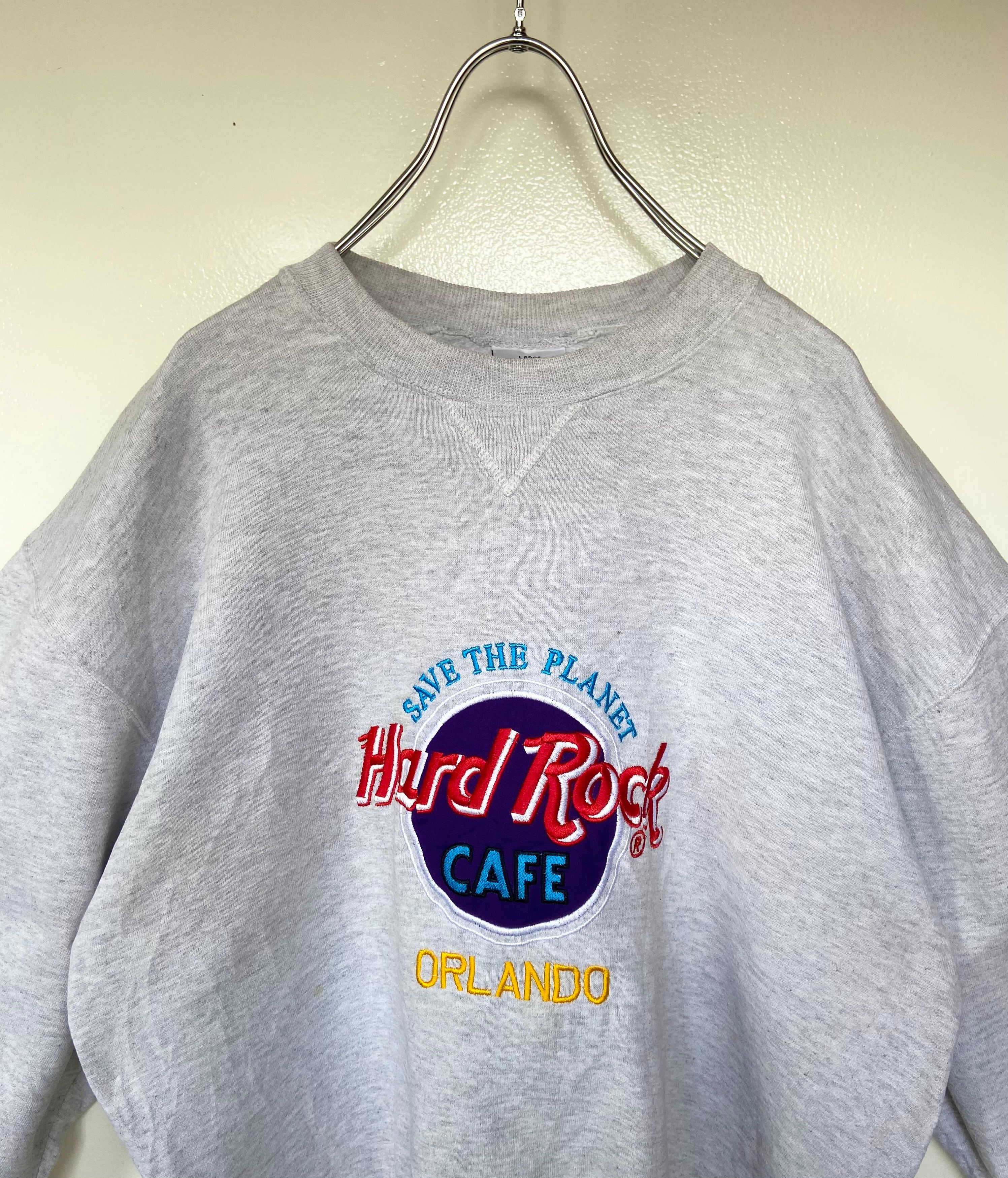 USA製 Hard Rock Cafe/ハードロックカフェ 刺繍スウェット ホワイト