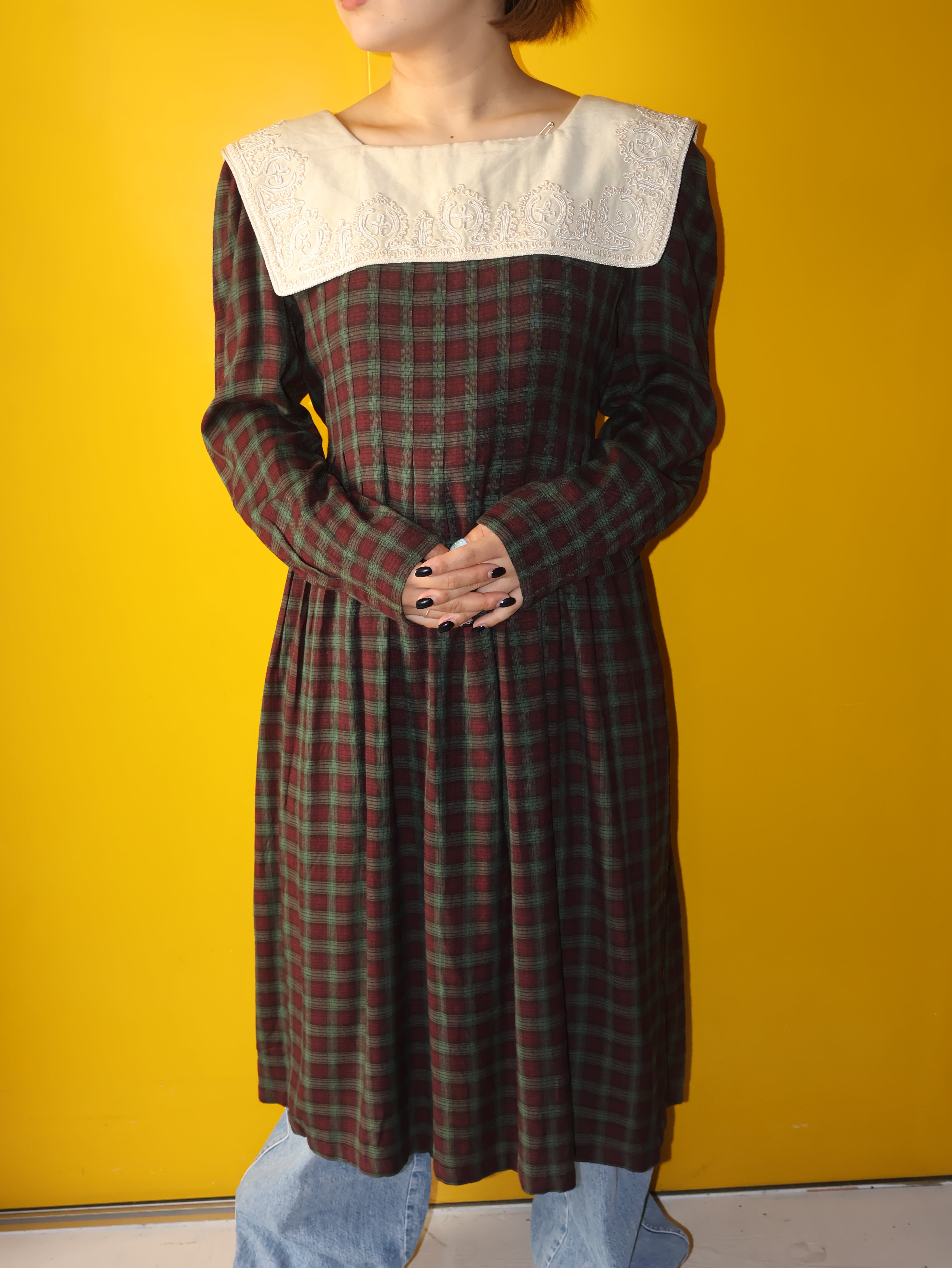 big collar plaid dress【1563】