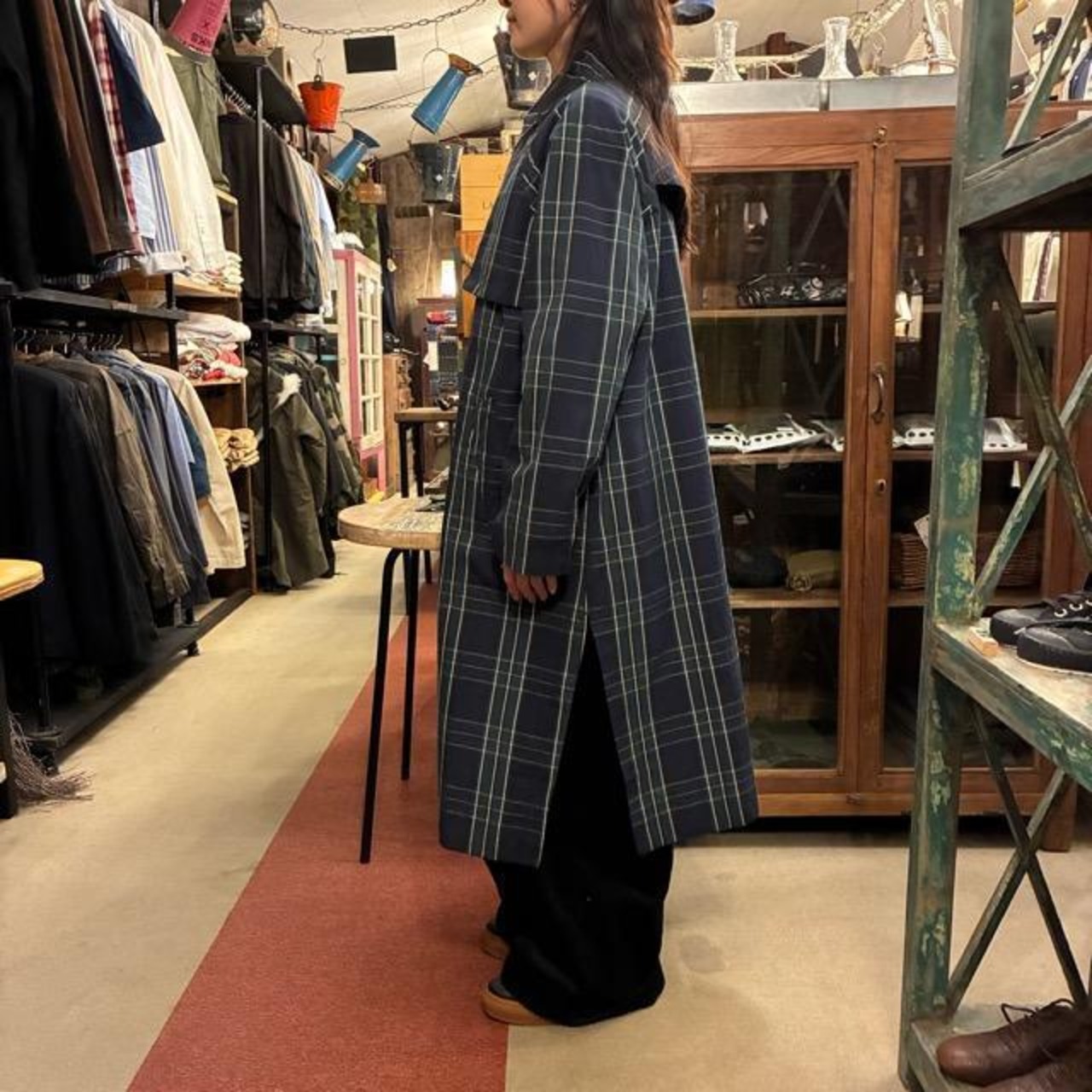 TISSU High Density Effortless Trench Coat in Blackwatch Tartan, Green and Black, Water-Repellent, Pollen-Guard, Raglan Style