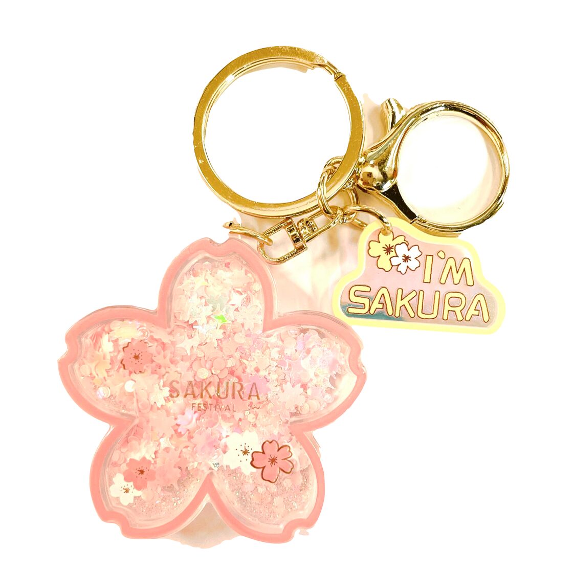 幸運 桜 キーホルダー】サクラ 花見 輝く スノードーム アクセサリー