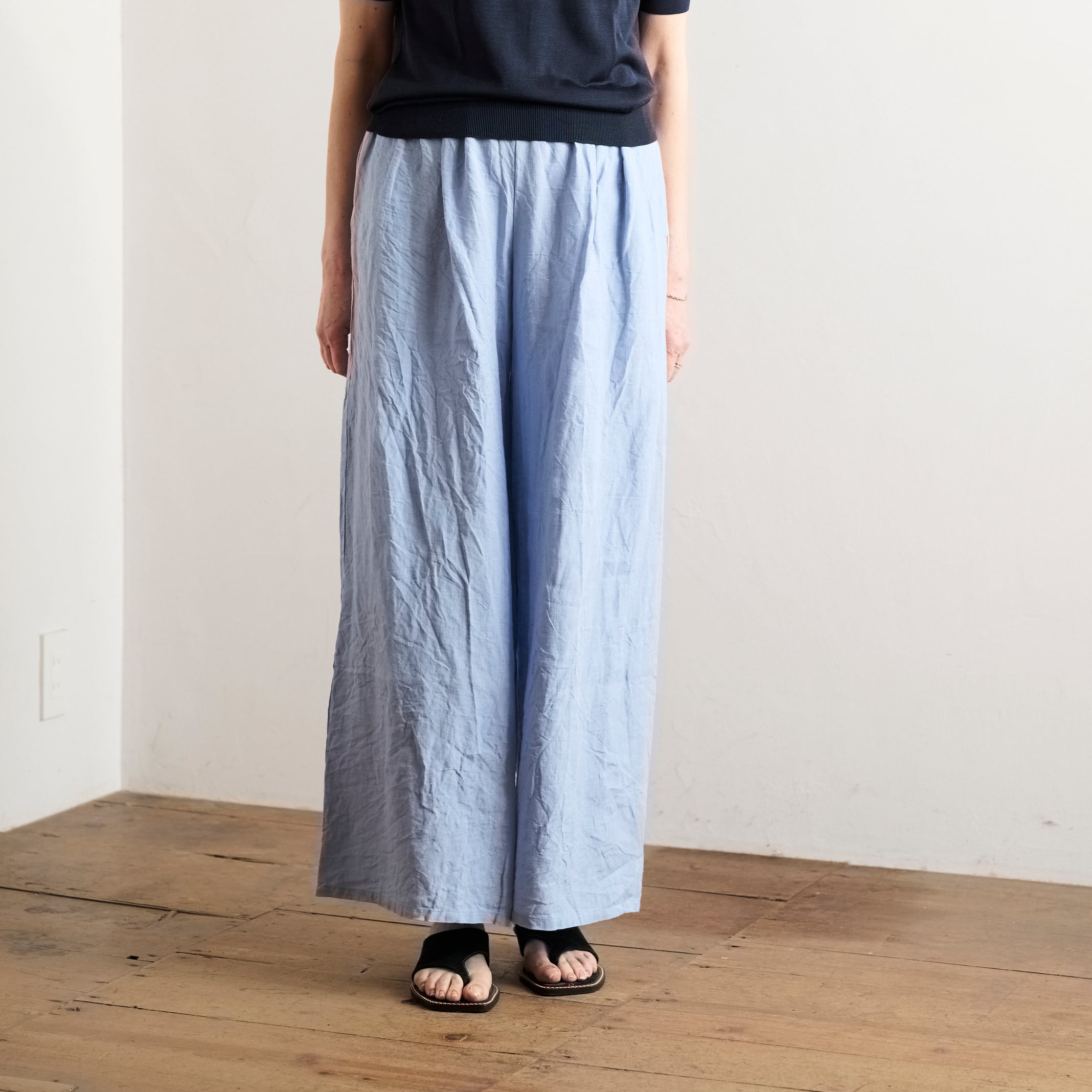 2025SS スズキタカユキ gathered pants Ⅱ ブラック suzuki takayuki スズキタカユキ gathered pants Ⅱ sax blue