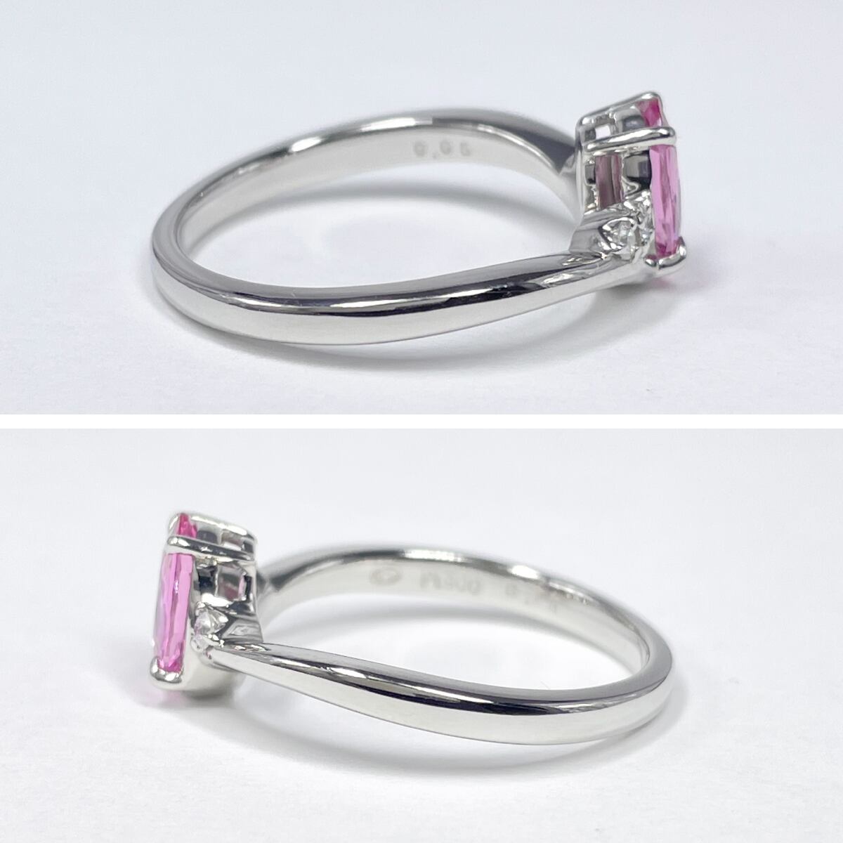 Pt900 天然ピンクサファイア 0.78ct ダイヤ 0.05ct リング Pt900 天然ピンクサファイア 0.78ct ダイヤ 0.05ct リング