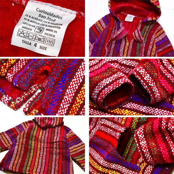1点物◇子供用メキシコ製ストライプ柄メキシカンパーカー古着キッズ4