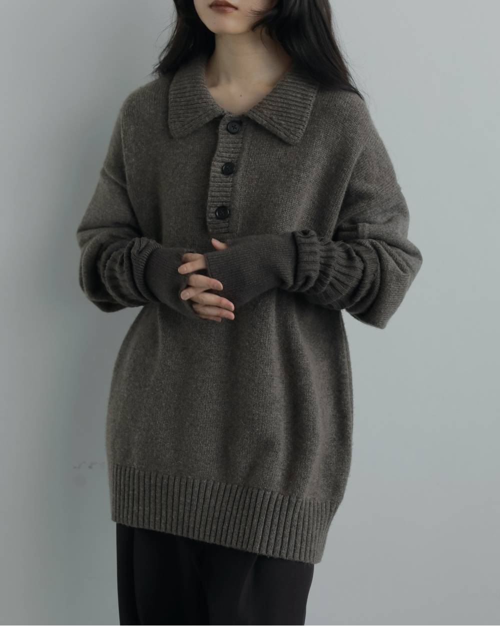 anuke(アンヌーク) Wool Polo Knit | サウスオレンジ｜メンズ