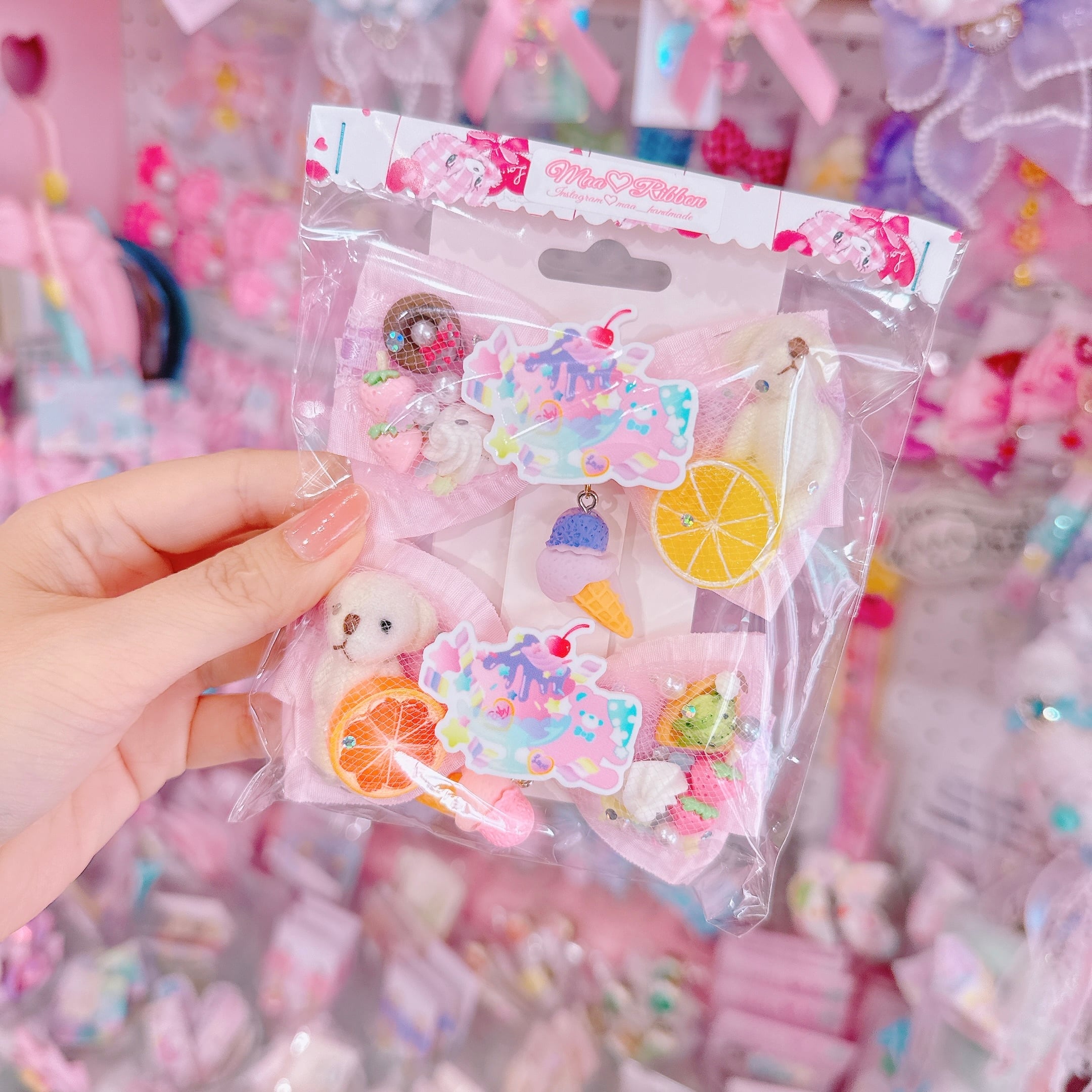 【R14】49-6チュールツインヘアクリップ