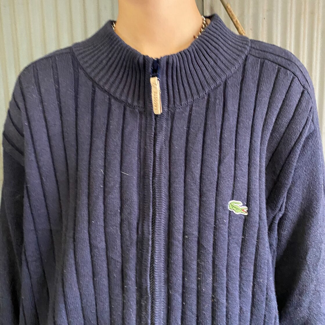 LACOSTE ラコステ コットン×アクリル フルジップセーター メンズXL相当 