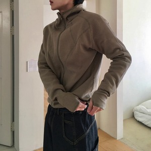 ワッフル機能性フード付きジップスウェット　1321