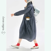 ぽわんと丸い、秘密の青ワンピ《i0724》