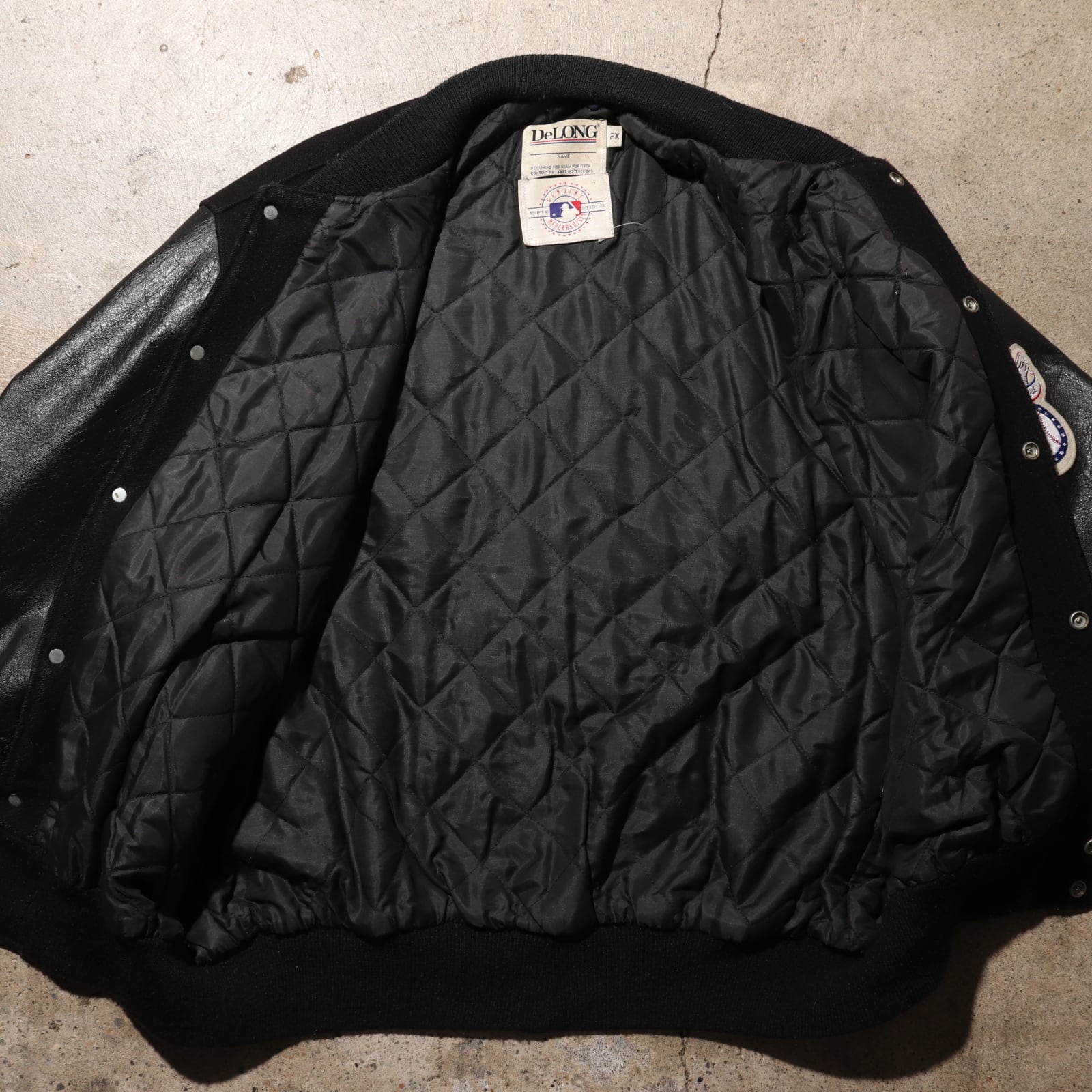 2XL DeLONG シカゴ・ホワイトソックス レザー ウール スタジャン 