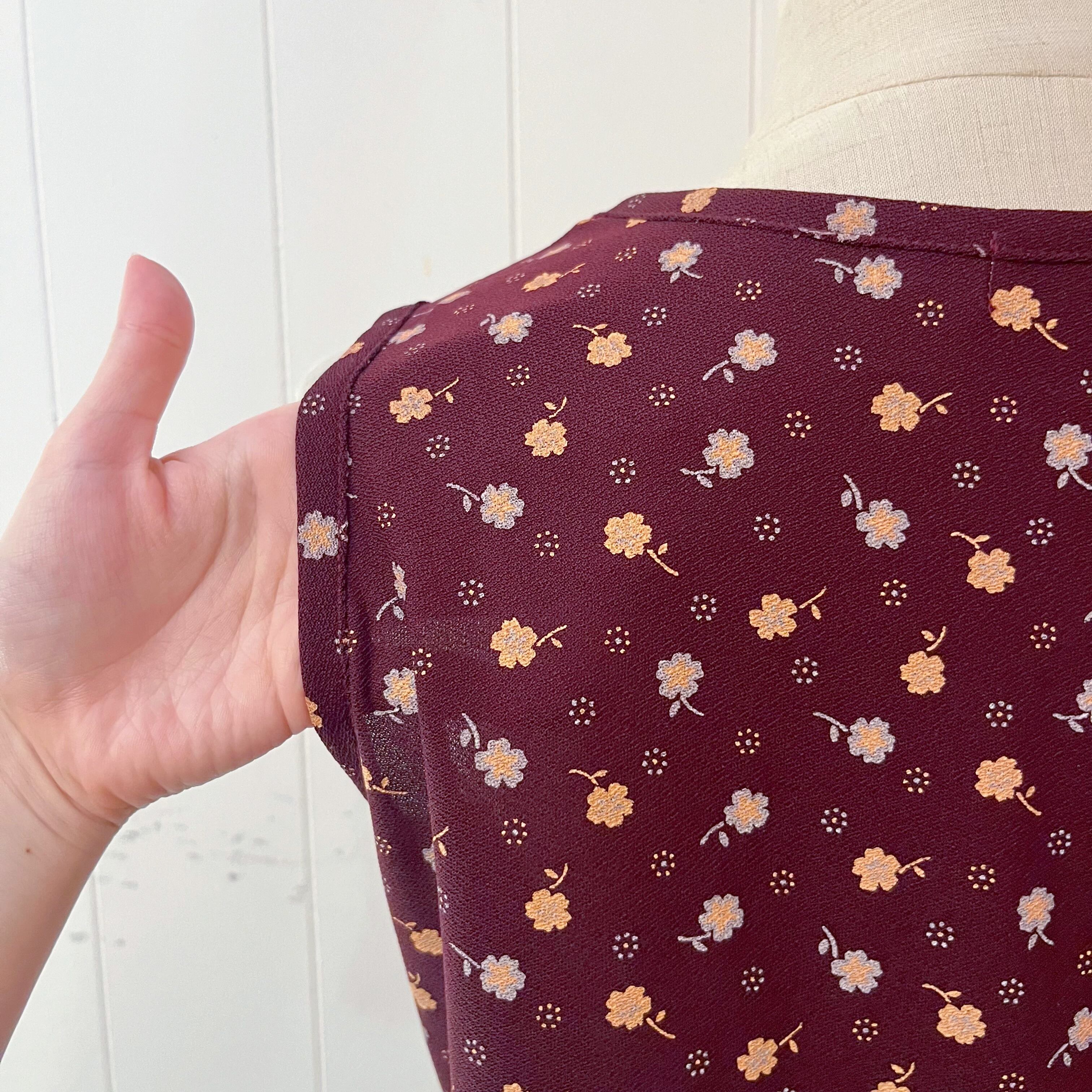 bordeaux flower sleeve less one-piece