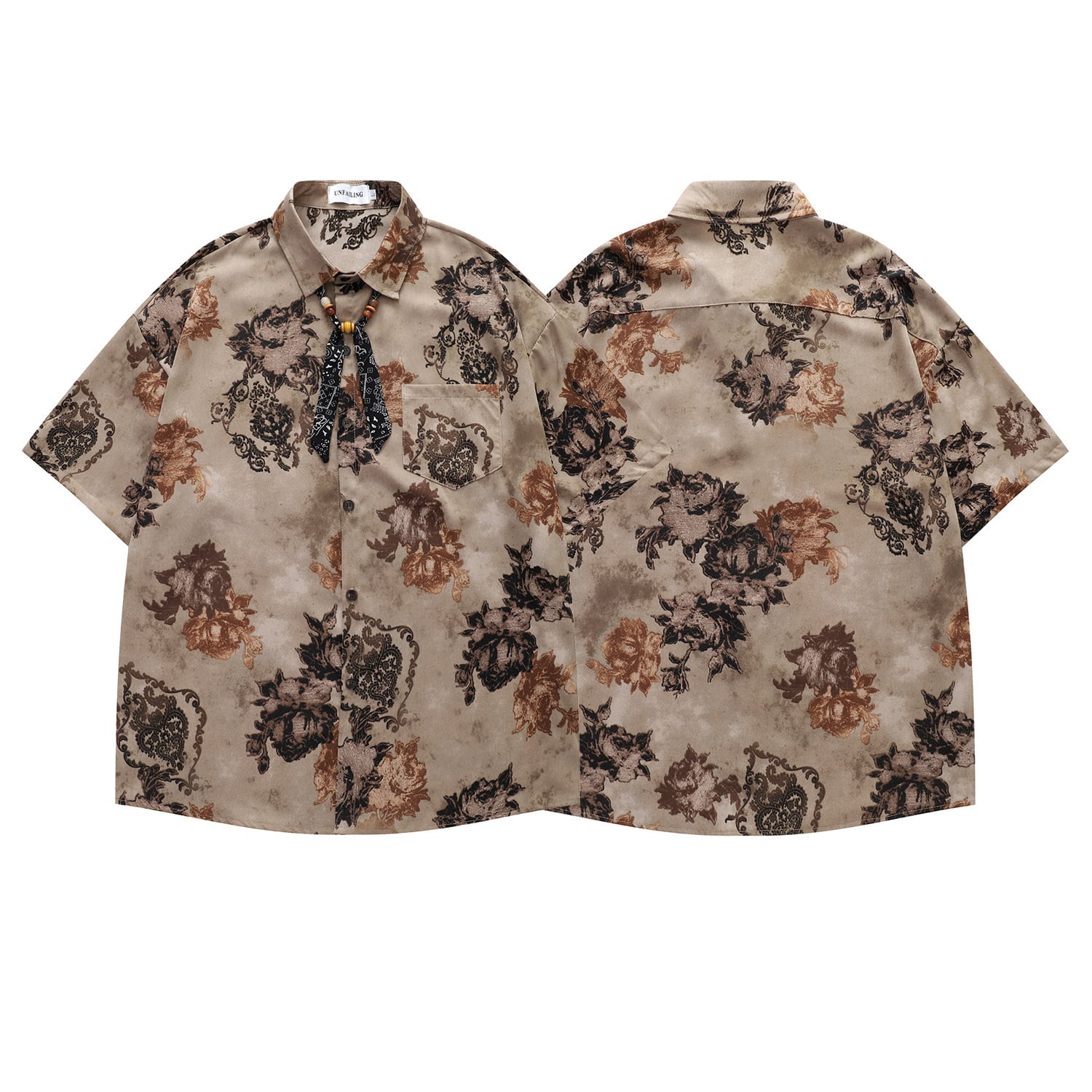 JINKESENシリーズ】☆シャツ☆ トップス ユニセックス 半袖 花柄 夏服