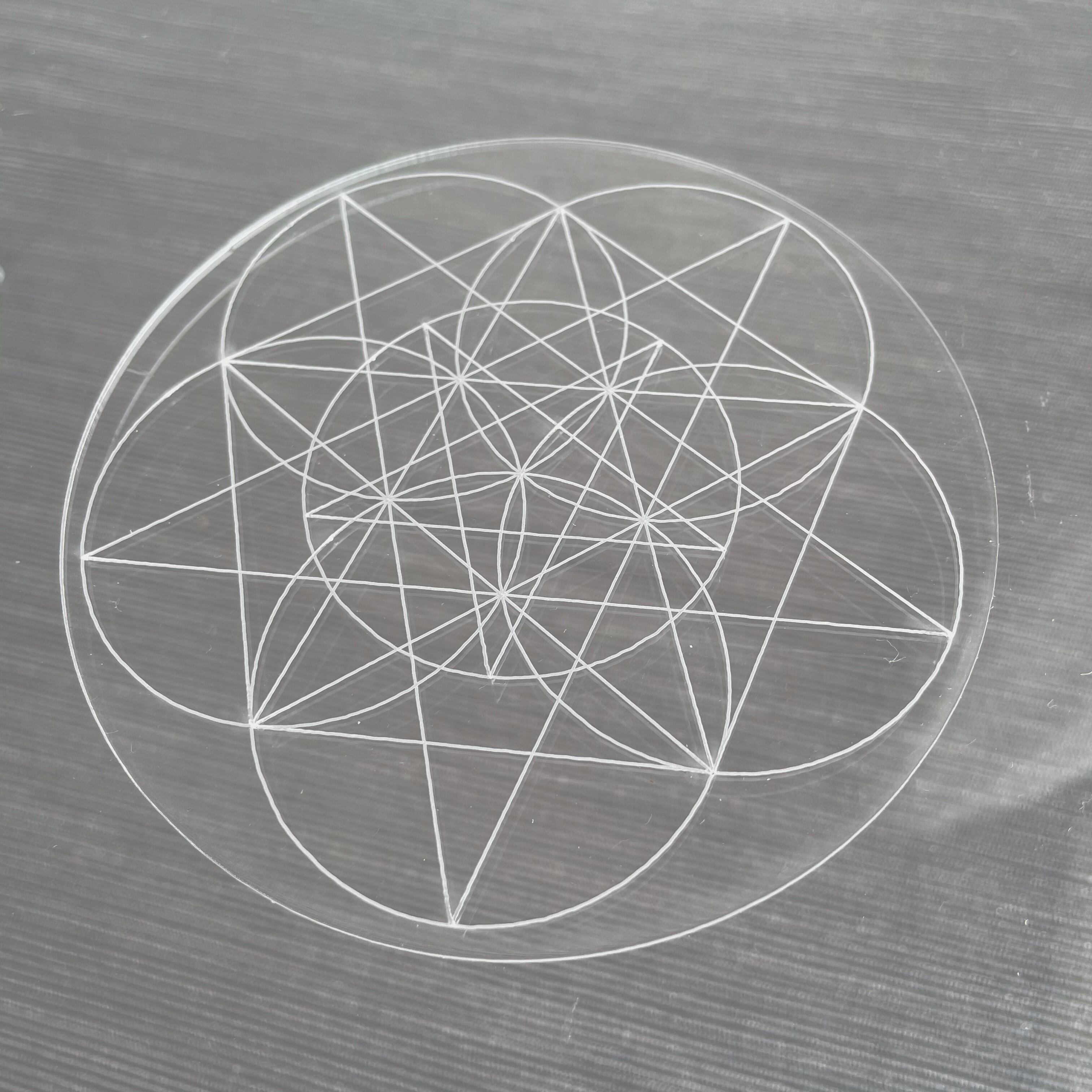 10cm 五芒星 ペンタグラム クリスタルグリッド アクリルプレート 神聖幾何学 Kamoku カモク 鉱石と天然石のネットショップ