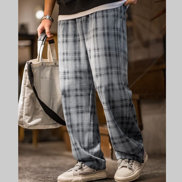 チェック柄 リラックス ワイドパンツ 　2色　G00233