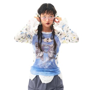 [Sillysis] blue puppy loose mesh top