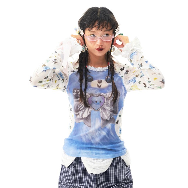 [Sillysis] blue puppy loose mesh top