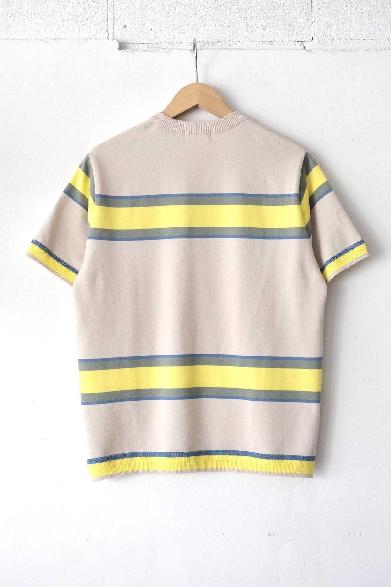 FUJITO Border Knit T-Shirt Black Border,Beige Border | Directors