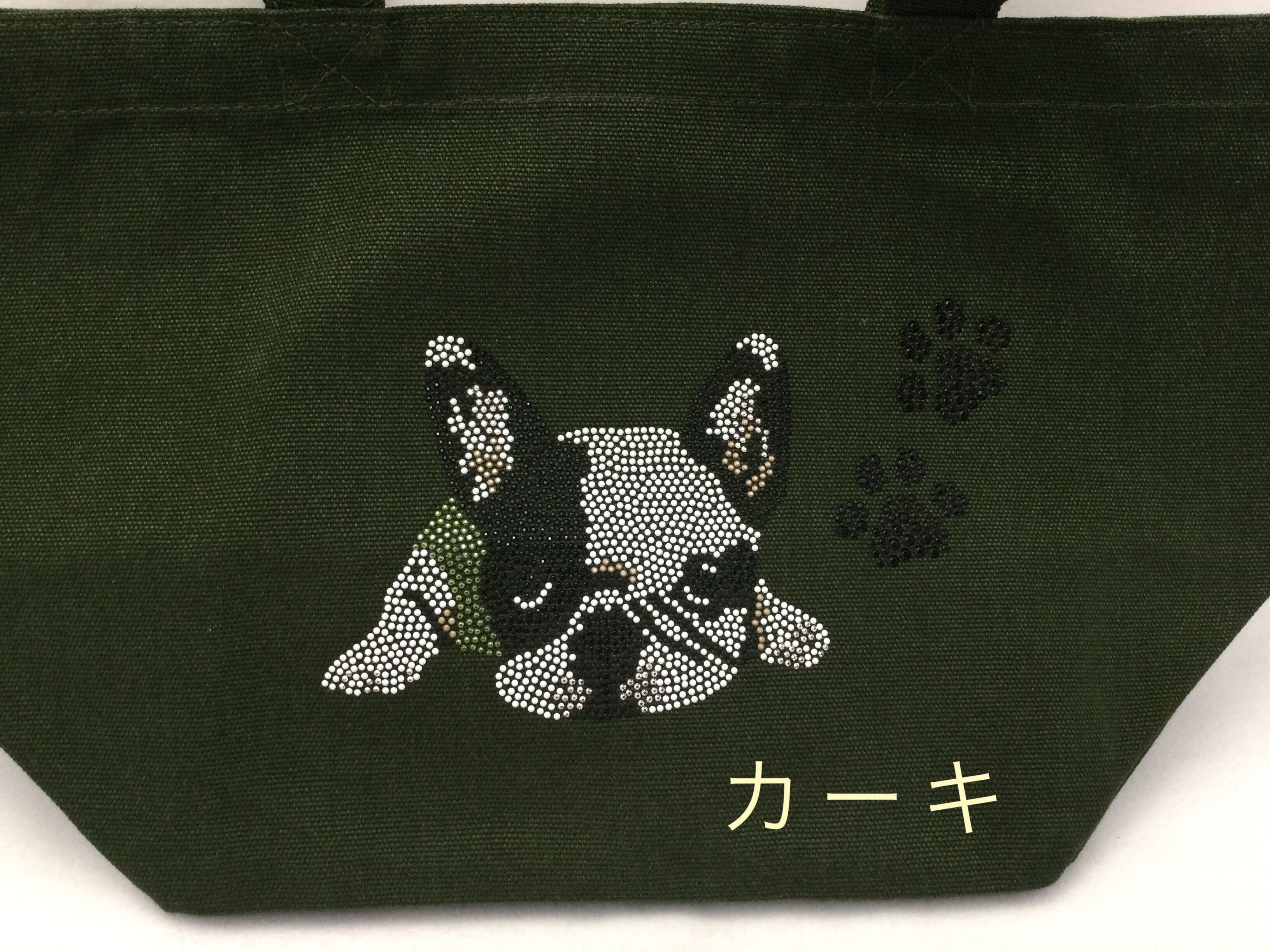 フレンチブルドッグ柄ミニトートバッグ | パリス刺繍 フレンチブルドッグ柄ミニトートバッグ | パリス刺繍