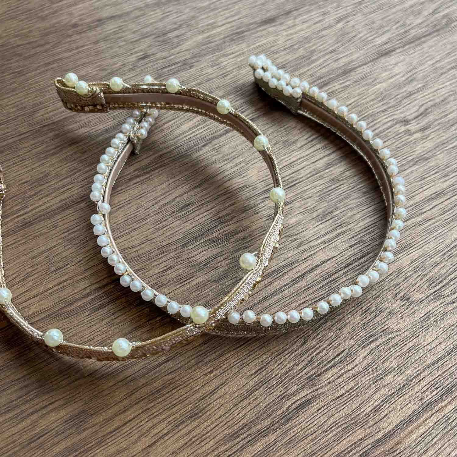 パールビーズ付きブレードリボンのカチューシャ | Dua-アクセサリー