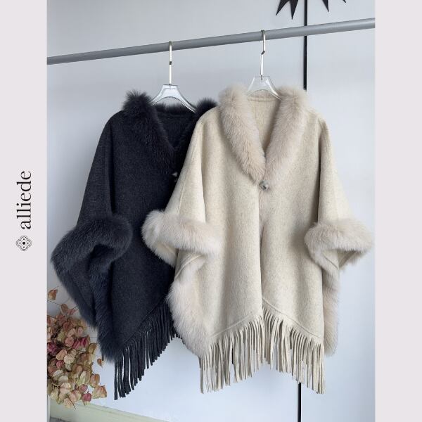 フォックスファーウールケープコート A3361