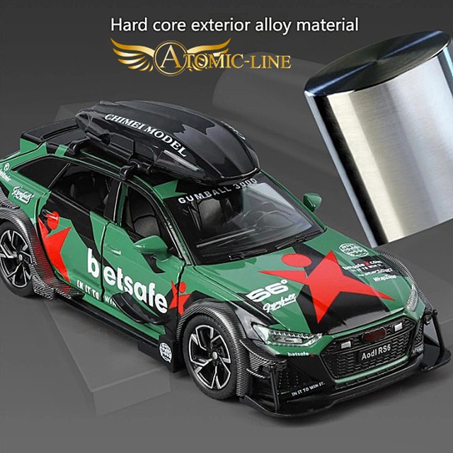 アウディ RS6 DTM ミニカー 1/32 全2色 ライト点灯 エンジンサウンド 合金モデル 模型 ジオラマ