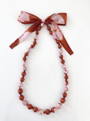 Tie dye  necklace  Burnt orange & Pastel pink  オレンジ＆ピンク