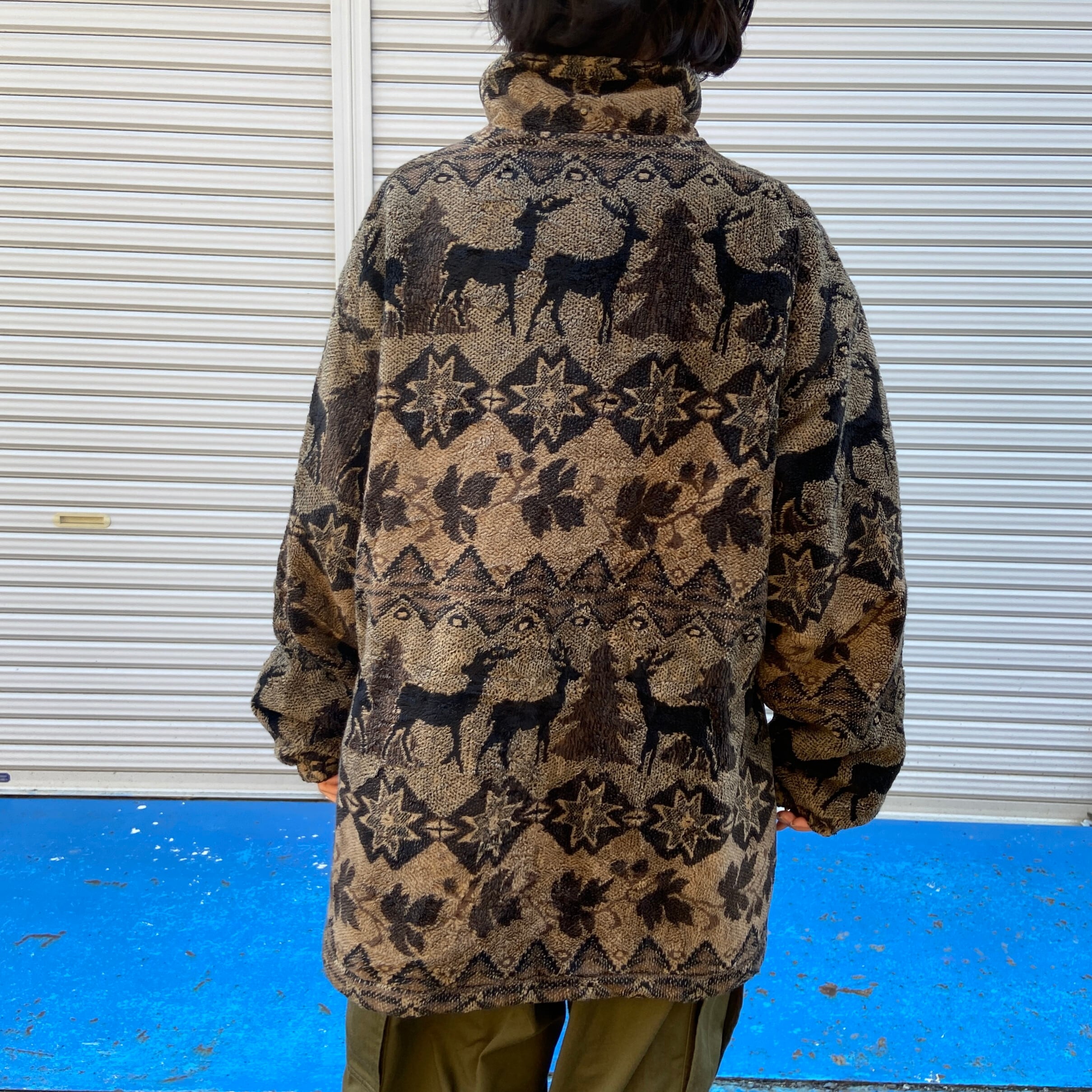 カナダ製 Cabela's カベラス 鹿 アニマル 総柄 フルジップ フリース