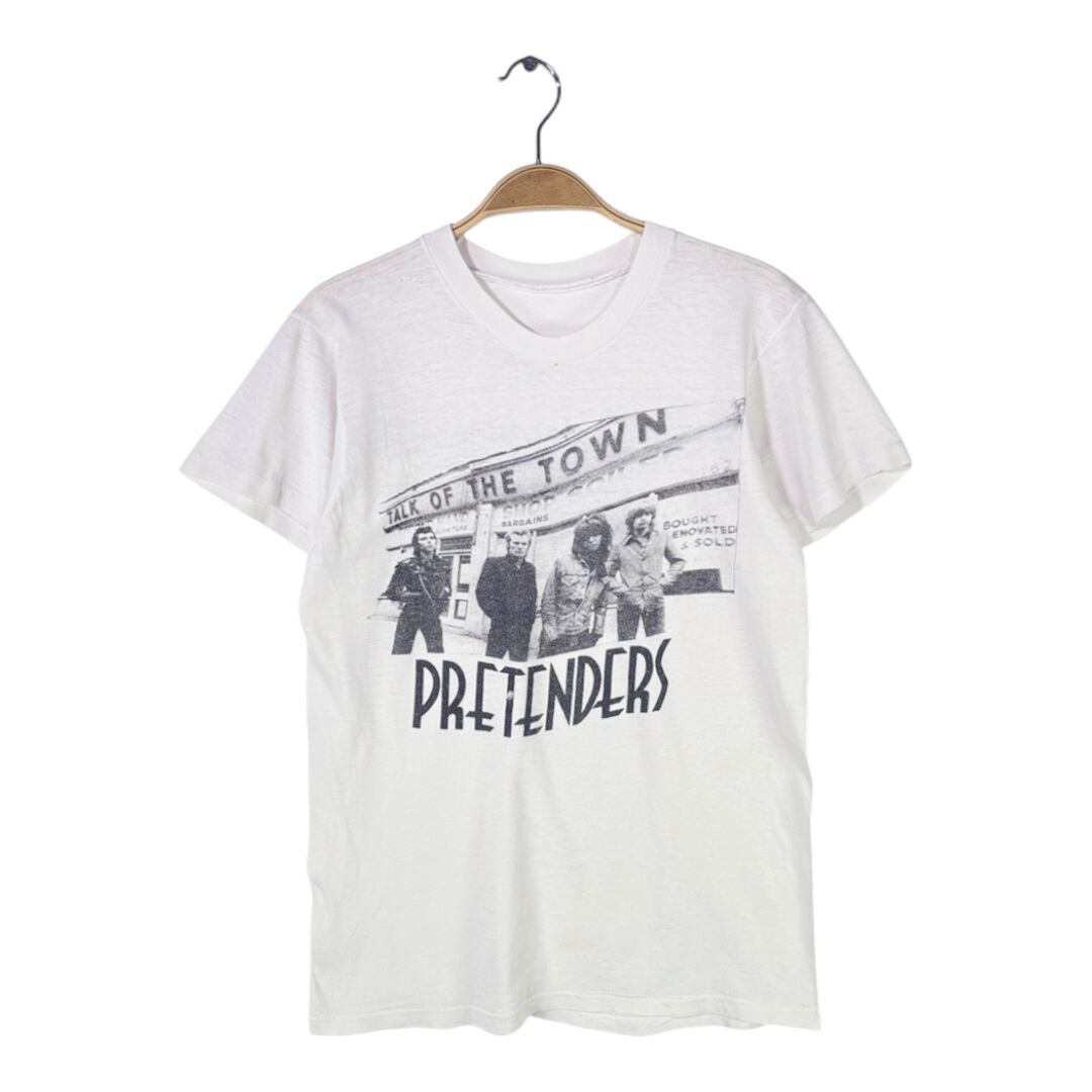 80s プリテンダーズ ヴィンテージTシャツ クリッシーハインド ホワイト ロックTシャツ PRETENDERS メンズM相当 古着 @AAA1422