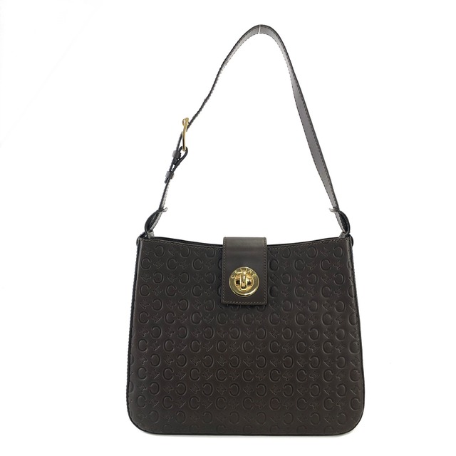 CELINE　セリーヌ　ブラゾン型押し　ターンロック　レザー　ホーボー　ワンショルダーバッグ　ブラウン　vintage　ヴィンテージ　オールドセリーヌ　av8de5