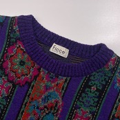 ficce YOSHIYUKI KONISHI フィッチェ ヨシユキコニシ 総柄 ラメ ニット セーター /パープル系 メンズ