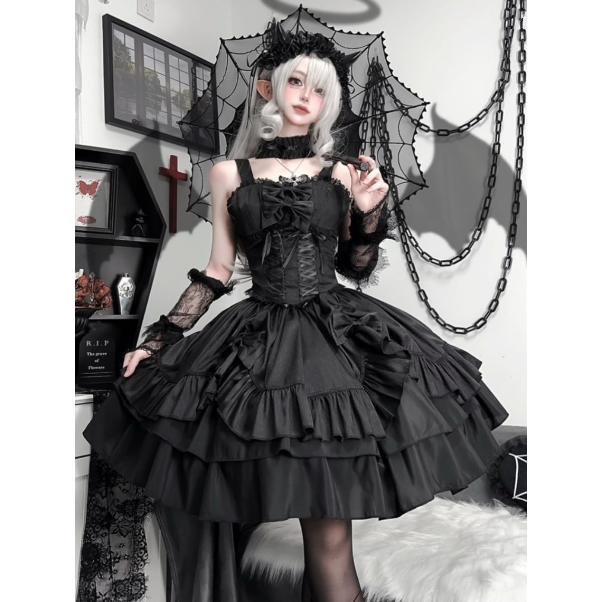 SEASONZ ゴスロリ 甘辛MIX 地雷系 ドレス ダークファッション ネック