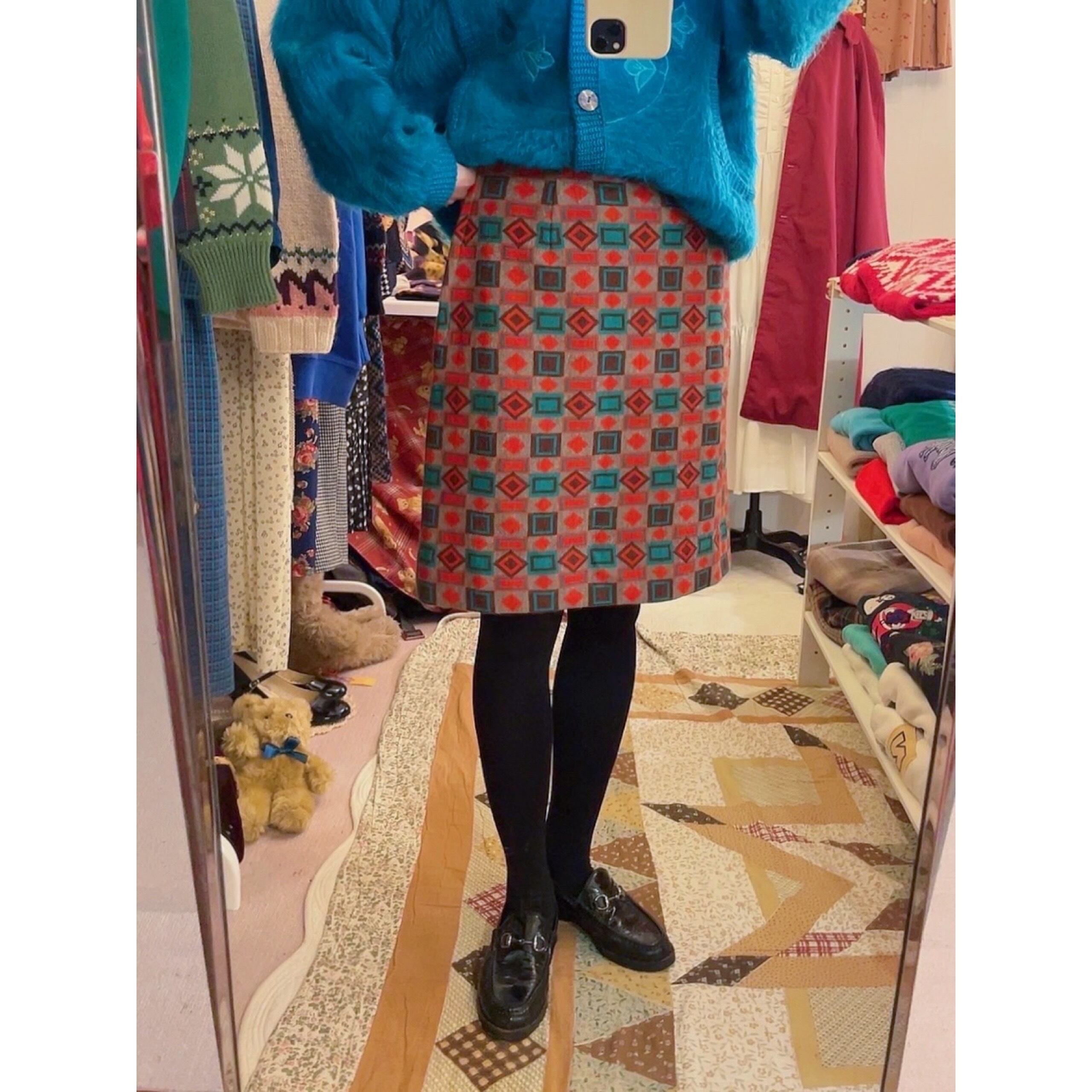 geometric pattern jacquard skirt