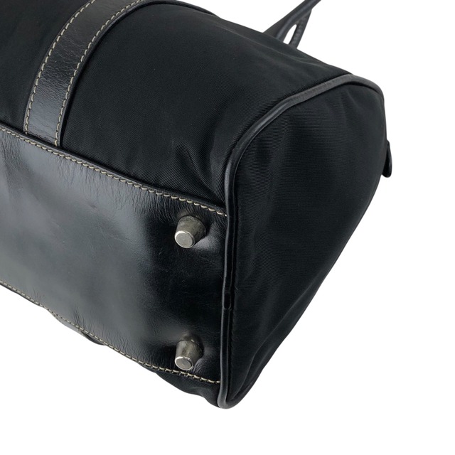 PRADA プラダ ハンドバッグ ブラック トライアングルロゴ ナイロン レザー ミニボストン vintage ヴィンテージ オールド ixt5hp