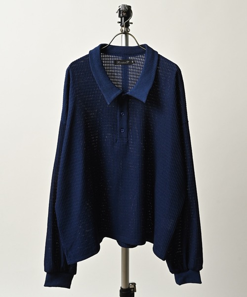 Revertical Knitted long-sleeved polo shirt (NAV) RV9233