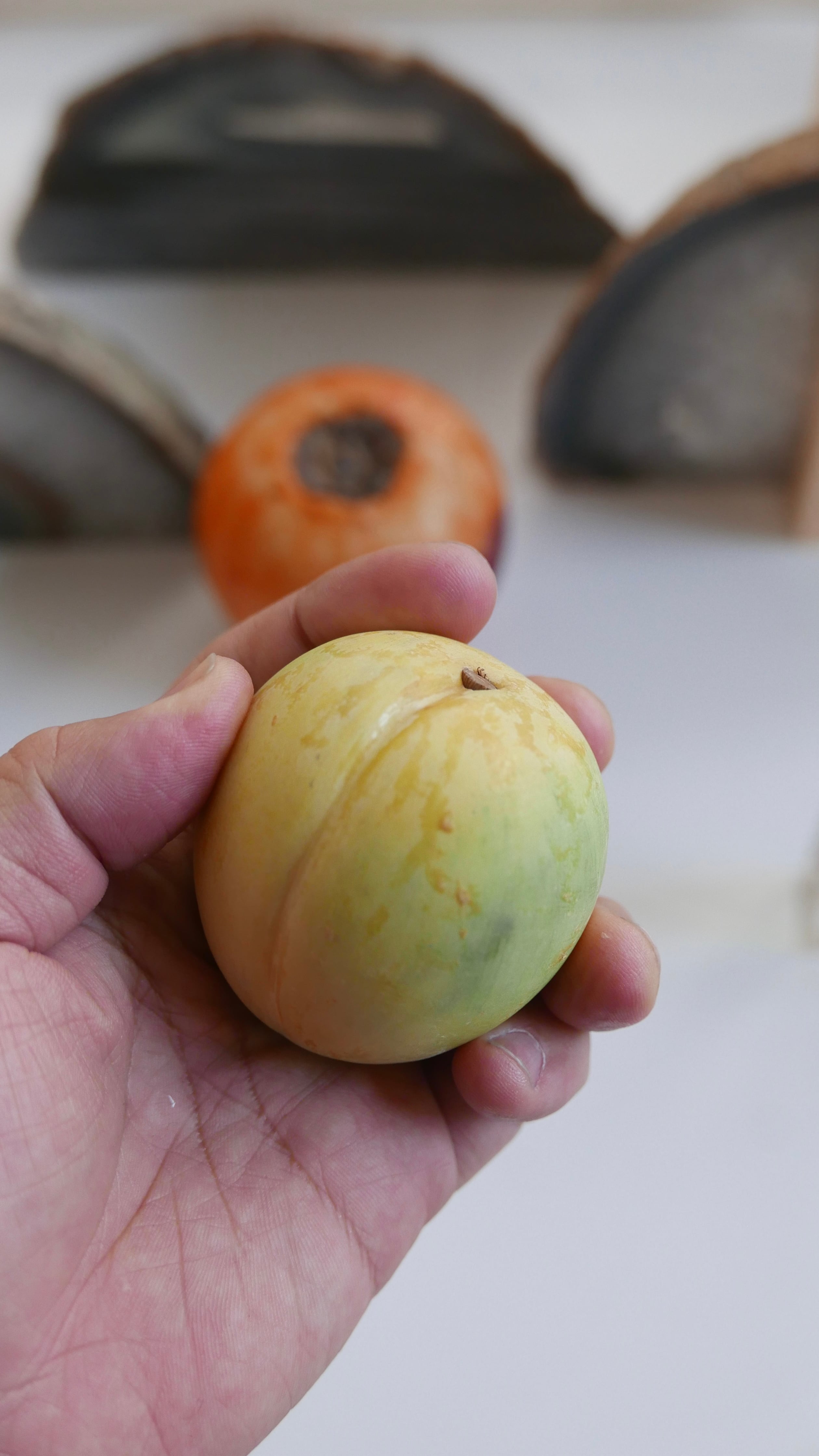 vintage fake fruits paper weight , plum