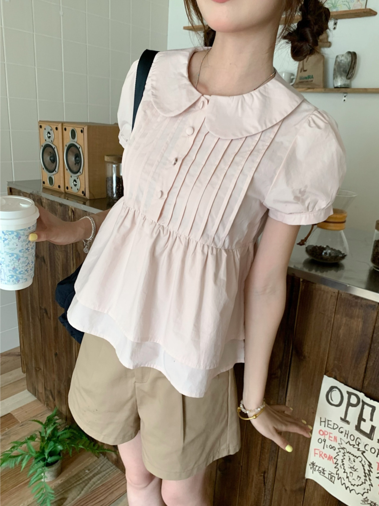 ピンクプリーツシャツ LK1732