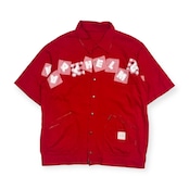 Karl Helmut カールヘルム パッチワーク風 半袖 シャツ ジャケット/レッド メンズ