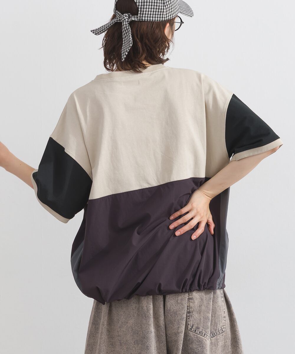 J261109 ナイロン切替ドロストプルオーバー / Nylon Panel Drawstring
