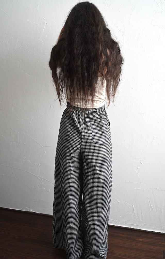 Handloom Cotton Check Wide Pants