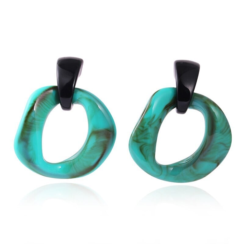 幾何学模様 ドロップピアス イヤリング 大振り ターコイズ 個性派 アクセサリー