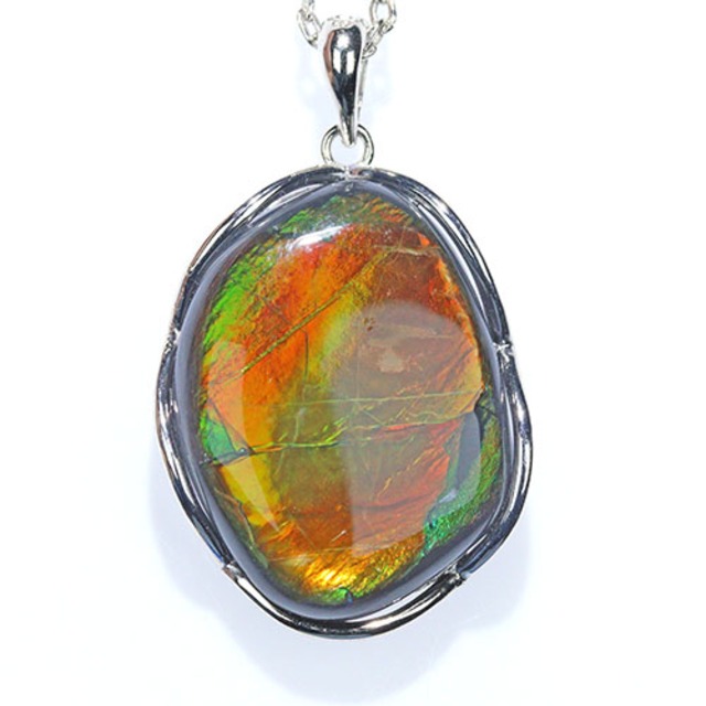 〔J366-2〕高品質 希少 アンモライト コーライト ペンダントトップ SV925