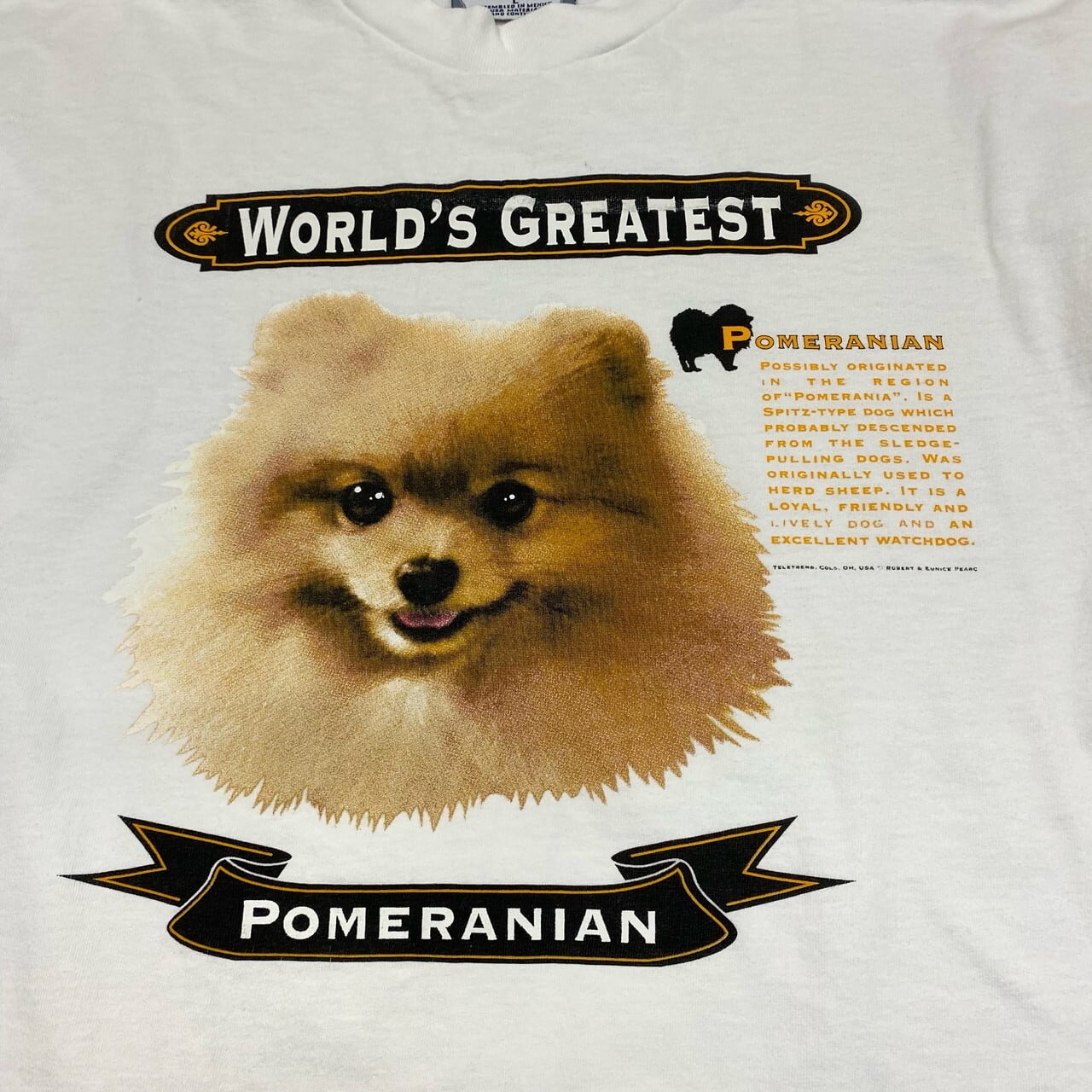 90s  USA製 ビンテージ 犬tシャツ ポメラニアン 昔 いぬ ドッグ