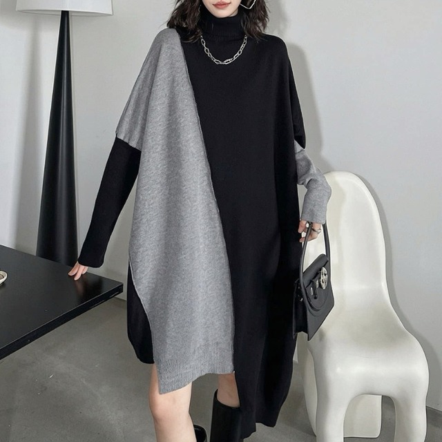 Asymmetric color block one piece【4color】 C1633