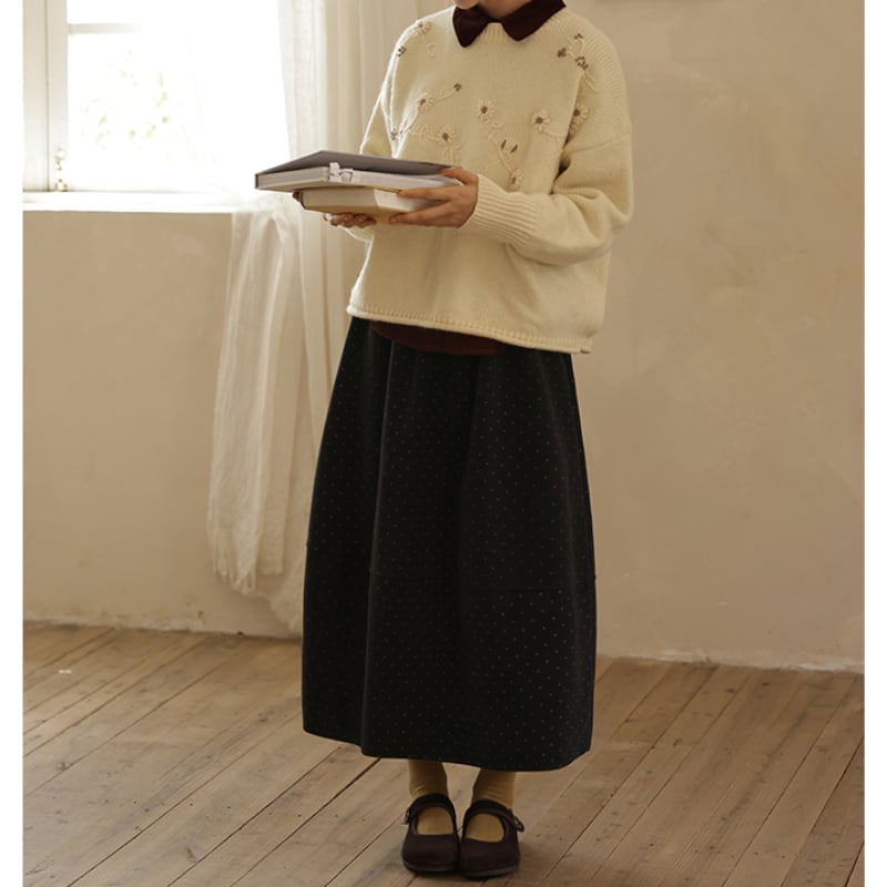 ハイウエストデザインAラインミドル丈スカート M1924