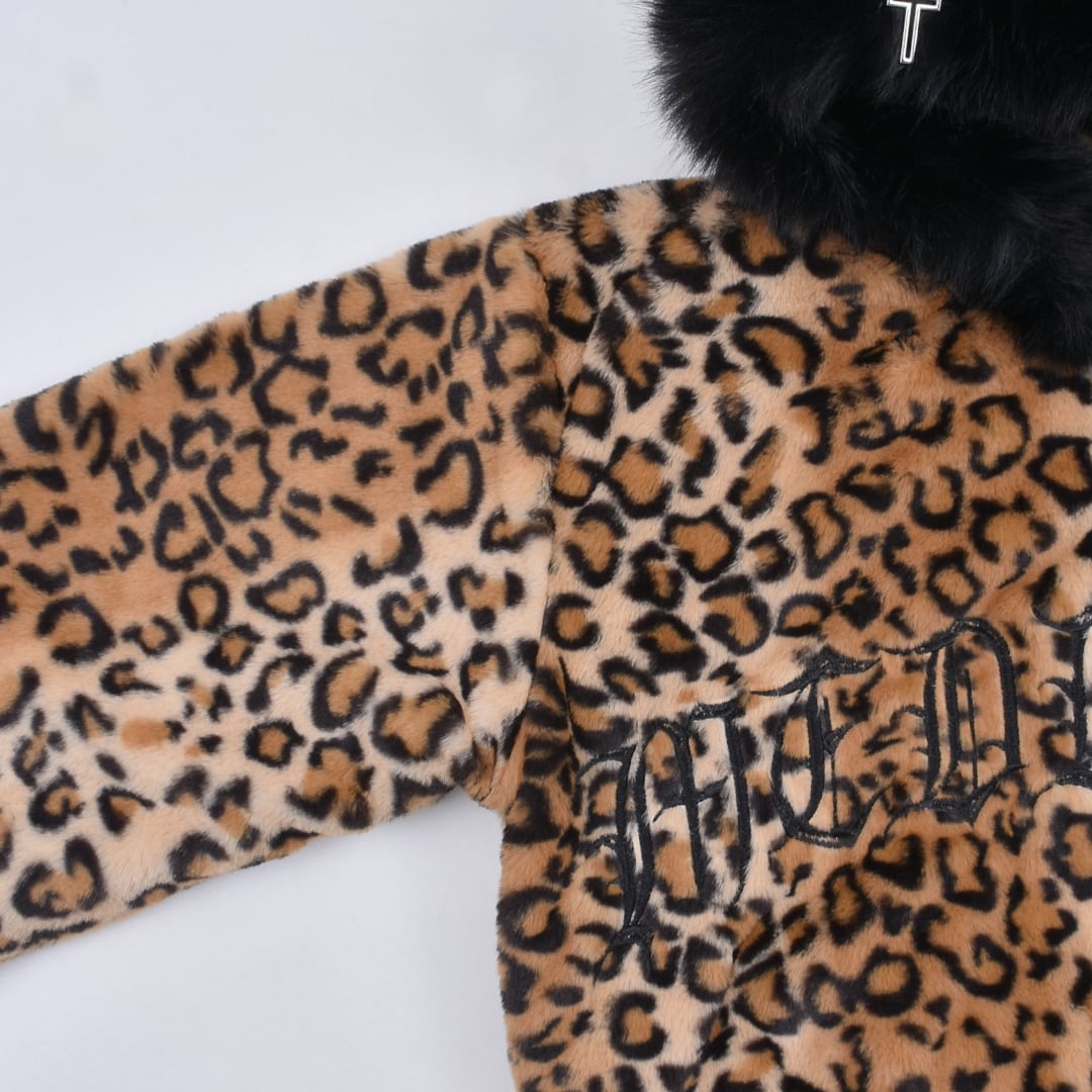 10/17新着】ヒョウ柄ネコ耳ロゴファー☆ショート丈ブルゾン